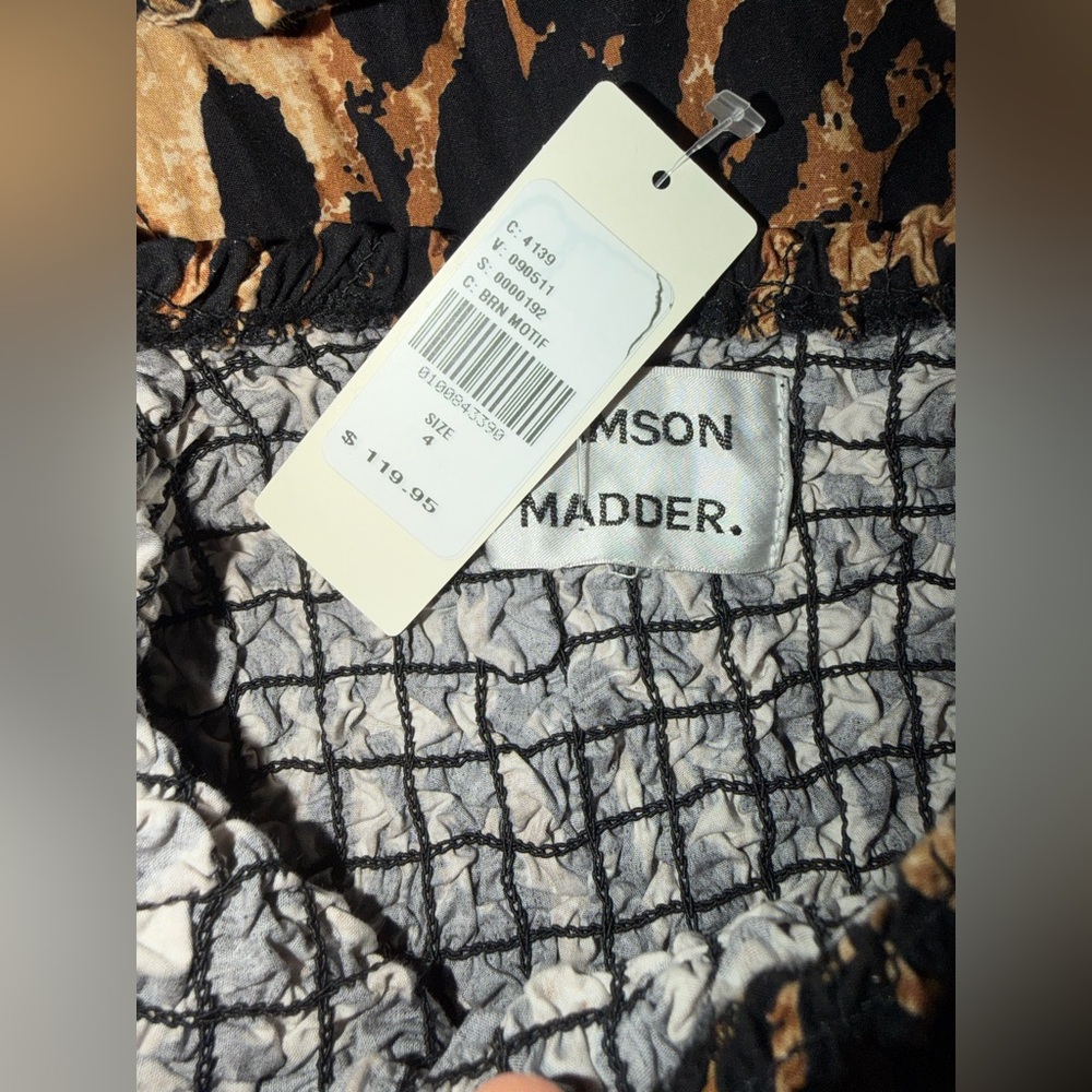 Damson Madder Malinda Smocked Short-Sleeve Midi Dress - US 4 - UK 8 - NWT - 🐆 - Picture 7 of 10